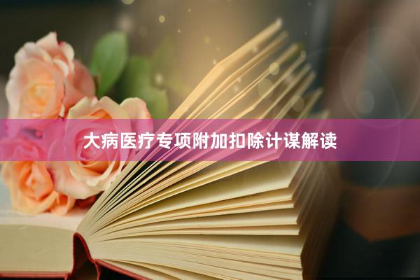 大病医疗专项附加扣除计谋解读